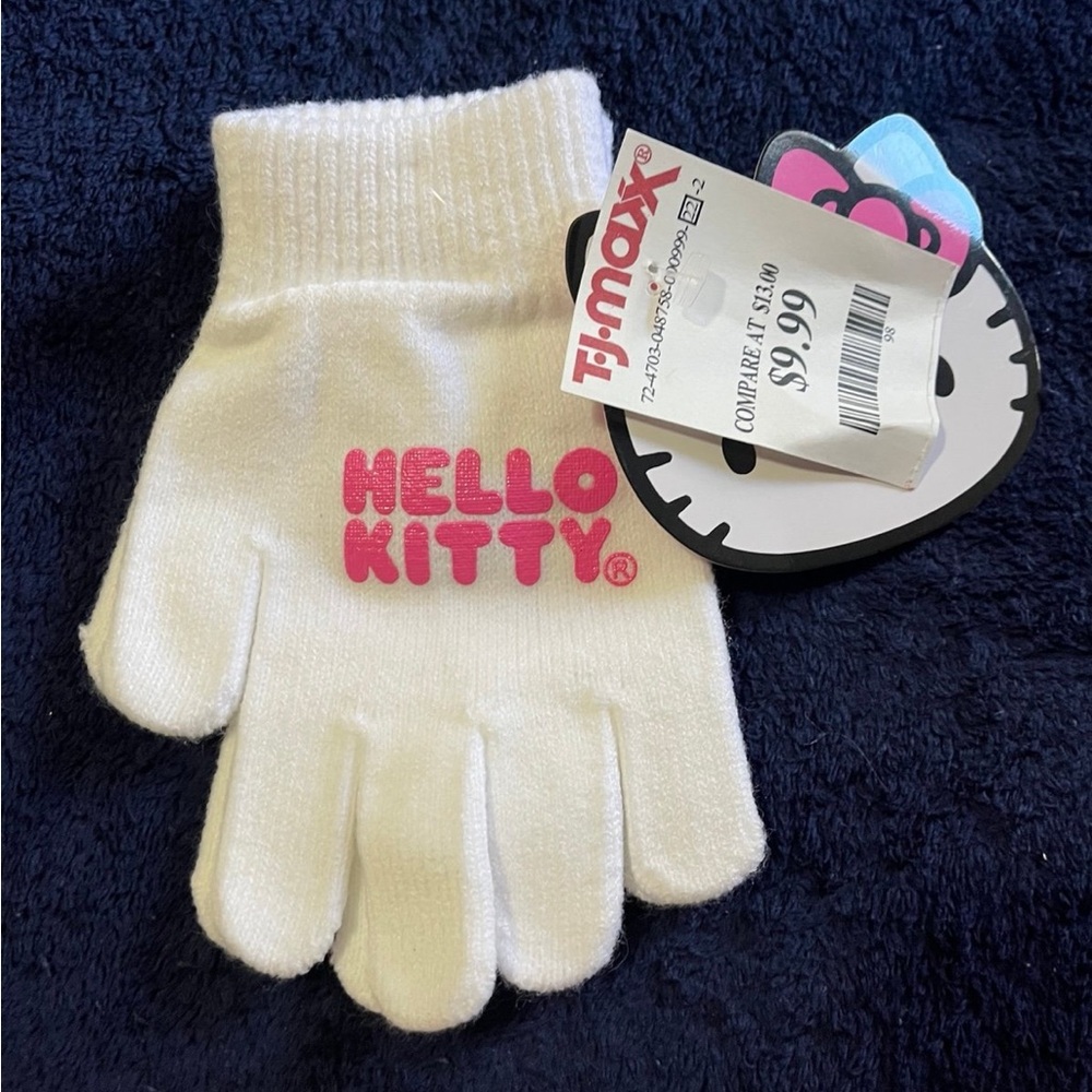 Hello Kitty Pink and White Kids Mittens